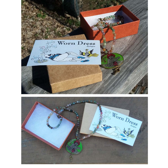 NWT Handmade beaded charm Necklace w/tiny key - Picture 4 of 6